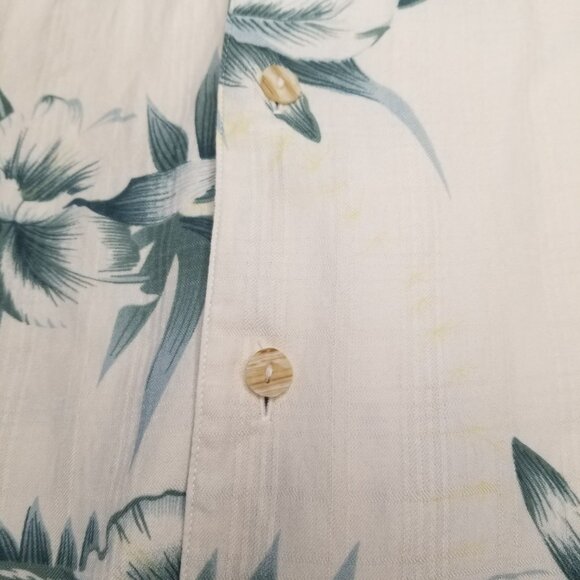 Knightsbridge Men XL Silk Blend Short Sleeve Button Up Hawaiian Ivory Shirt - Picture 5 of 15